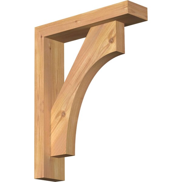 Ekena Millwork Westlake Block Smooth Bracket w/ Offset Brace, Western Red Cedar, 3 1/2"W x 14"D x 18"H BKT0402X14X18WTL05SWR - main